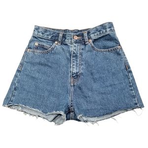 DR Denim Nora Mid Retro G18 Cut off Jeans Ultra High Rise Blue Wash Shorts